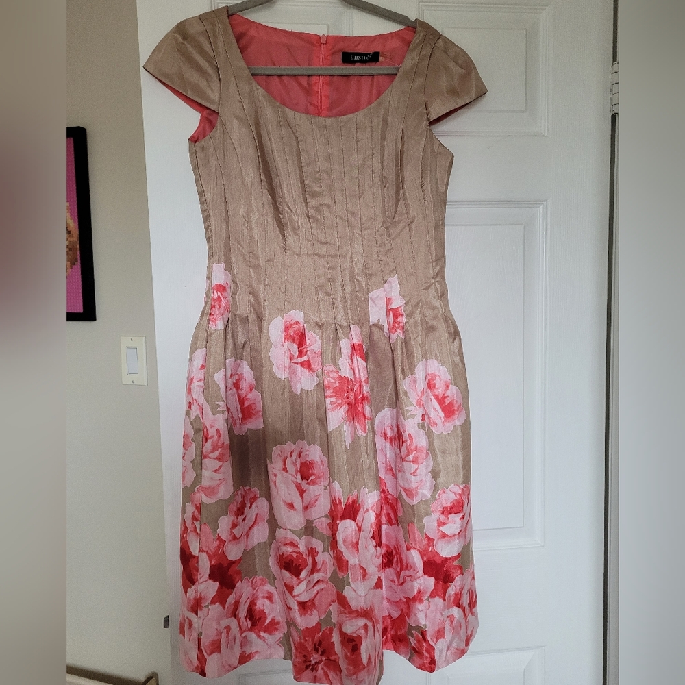 Ellen Tracy Pink Floral Midi Dress